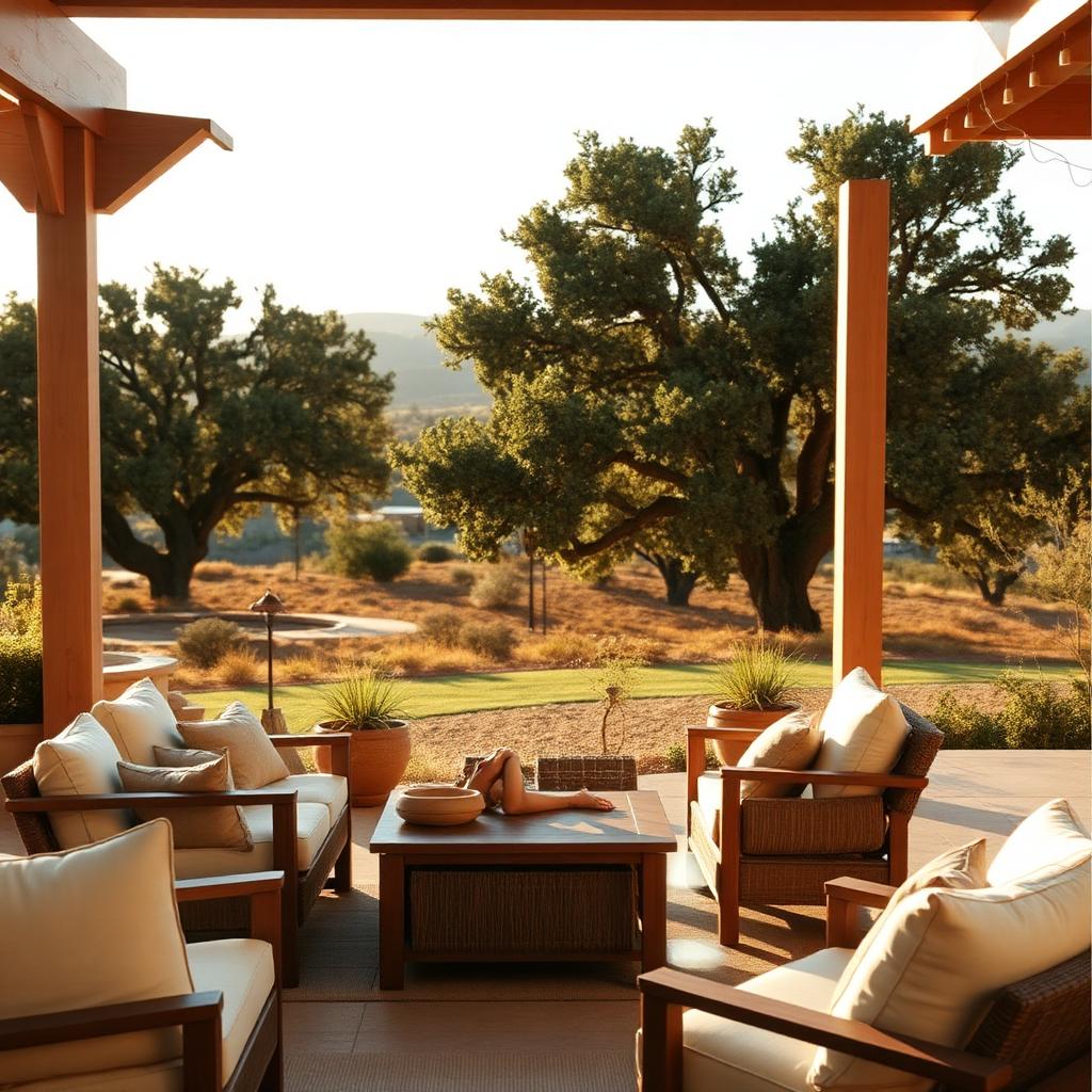 Peaceful outdoor lounge at The Turn Recovery residential estate